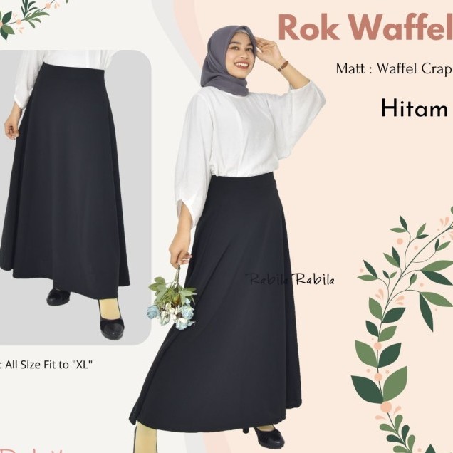 ROK MAYUNG - Flare Maxi Skirt - Rok Wafel Bawahan Polos Panjang Crepe Tebal