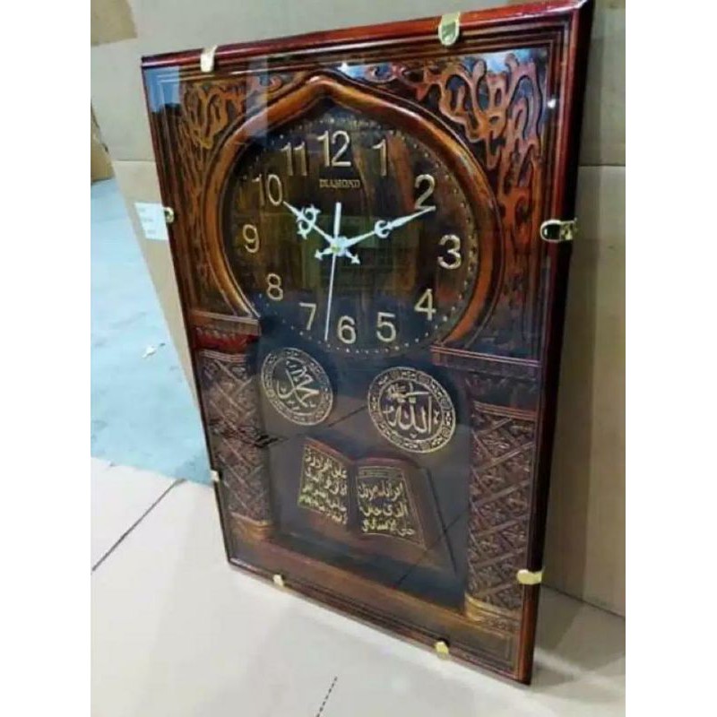 JAM DINDING KALIGRAFI PERSEGI PANJANG, WALL CLOCK KALIGRAFI OVAL CLASIK DAN ELEGAN