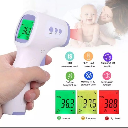 THERMOGUN TERMOMETER MALL TEMPAT IBADAH PABRIK 3 WARNA LED TERMOMETER MEDIS TERMOMETER SUHU TUBUH