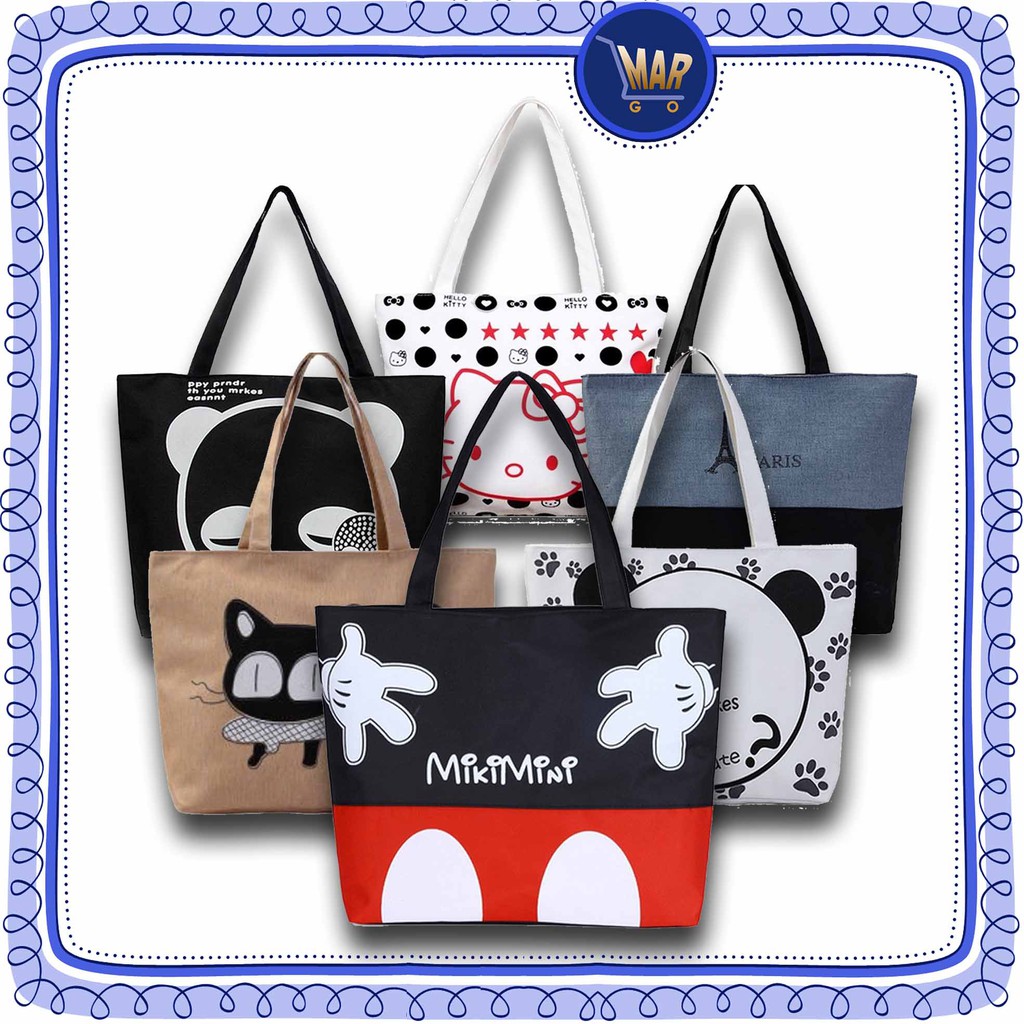 Tote Bag Kanvas Tas totebag Resleting