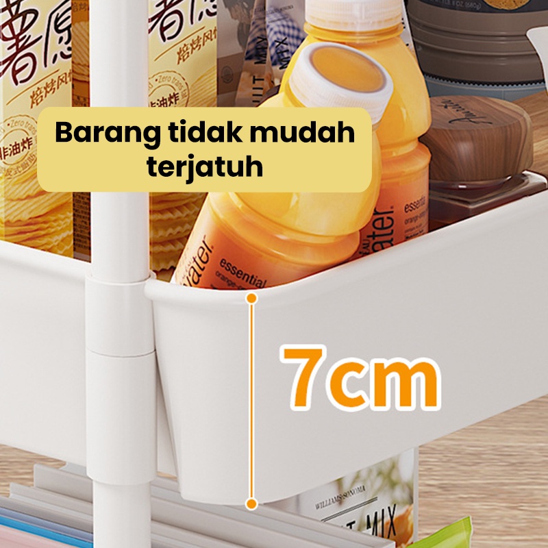 Megam Rak Troli Dorong Rak Dapur Roda Tempat Penyimpanan Peralatan Dapur Serbaguna Rack Troley HRK506-6