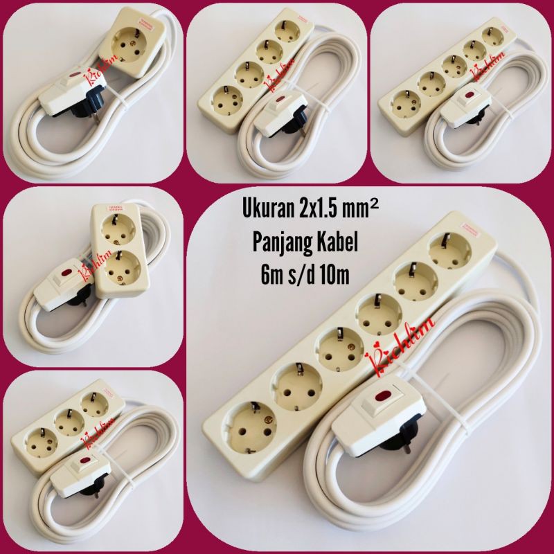 Stop Kontak Uticon Terminal kuningan/Steker Switch On/Off Broco/Kabel 2x1.5 mm²