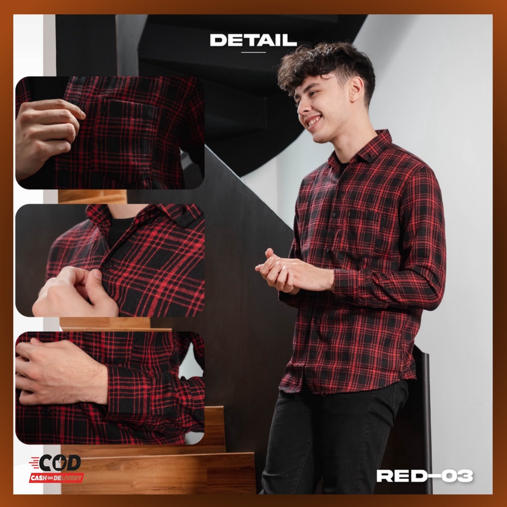 Kemeja Flannel Pria Lengan Panjang Distro Casual Premium Terlaris