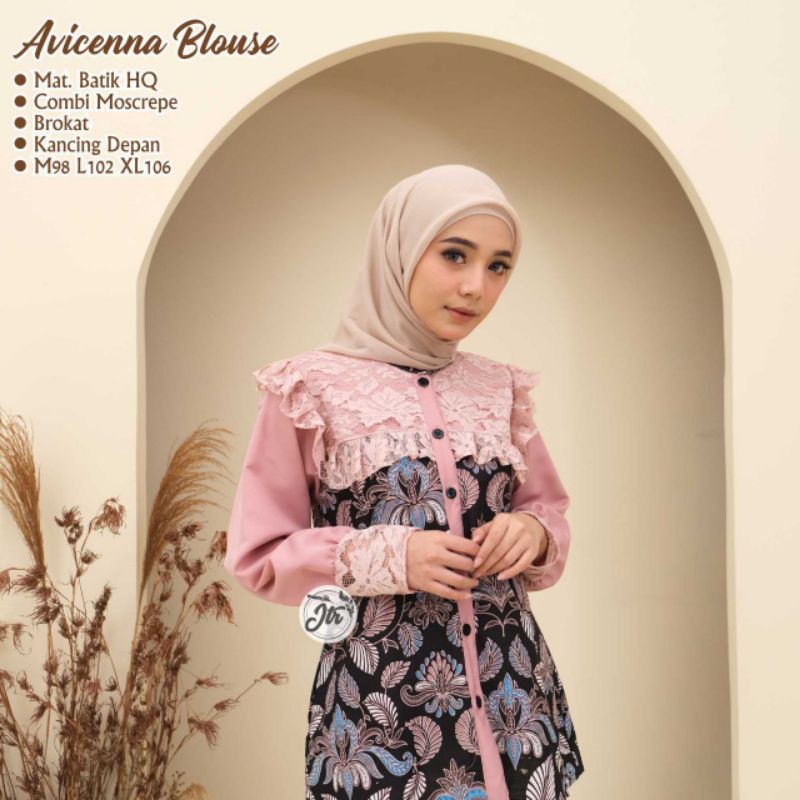 tey-17 Batik wanita ASJ SA HRB026 Kenongo Kemeja Tosca Pendek-Avicenna biru
