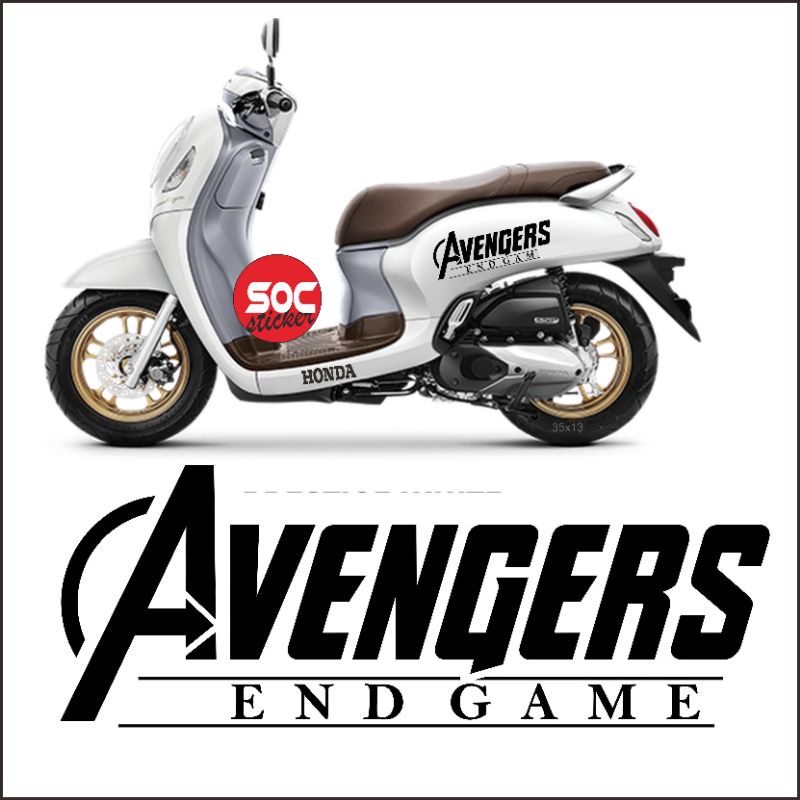 Cutting Stiker Sticker Avengers Scoopy Vespa Genio Matic Tahun 2018-2021