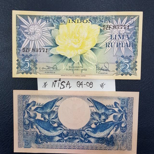 UP043 UANG MAHAR 5 RP SERI BUNGA TH 1959 UANG KUNO UANG KOLEKSI MAHAR NIKAH SESERAHAN HANTARAN