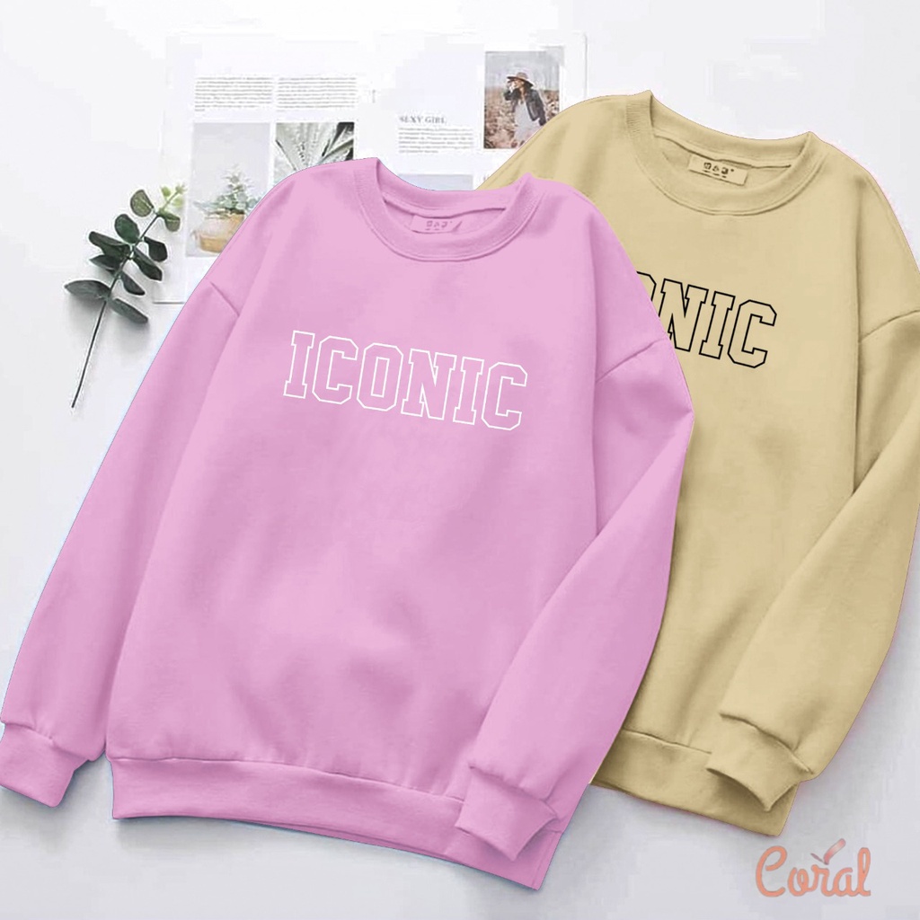 SWEATER WANITA ICONIC /// ATASAN WANITA FLEECE TEBAL KEKINIAN TERBARU''