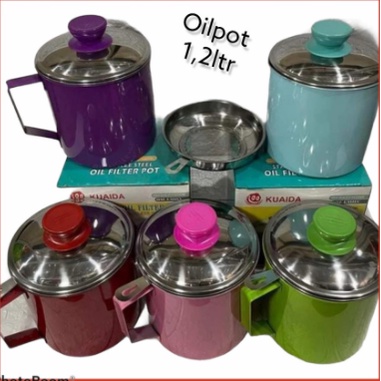 Wadah Saringan Minyak Goreng Anti Karat Premium / Stainless Steel Kitchen Oil Pot