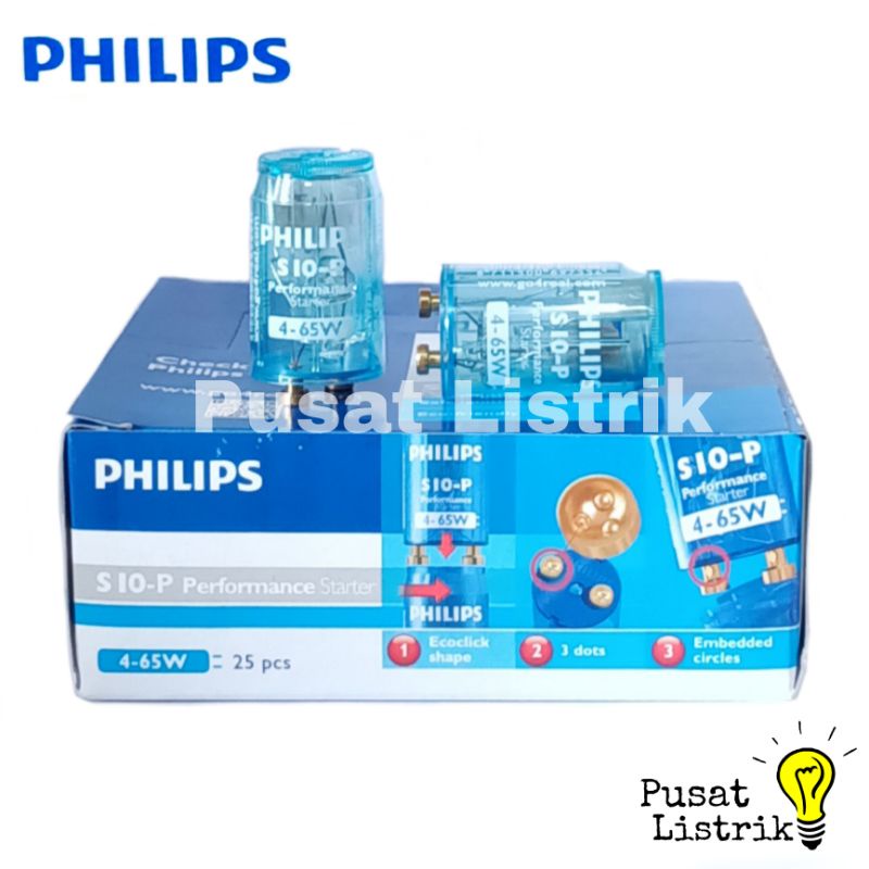 TL Starters S10-P 4-65watt Philips Starters Untuk Lampu TL Philips S10 4-65w