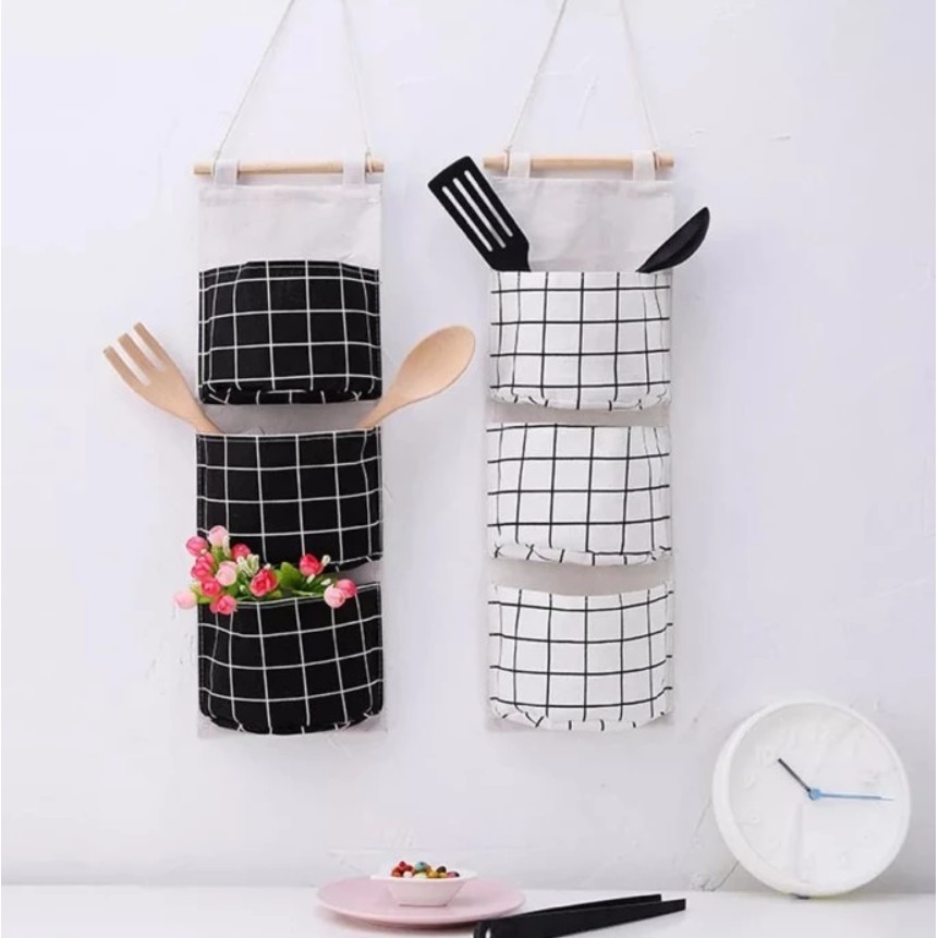 Korean Style Pouch Gantung Hiasan Dinding Rak Kain Model Korea Storage Serbaguna