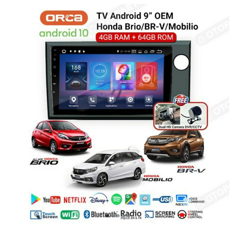 Head unit oem Brio - tv android honda brio honda mobilio Honda hrv - tv android orca 9 inch