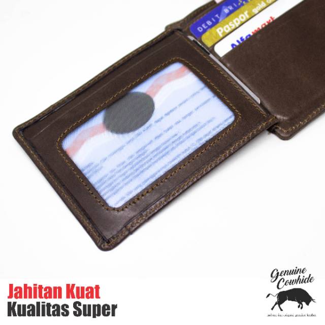 Dompet Pria Kulit Asli Model Lipat 3 - Genuine Cowhide Garansi 6 Bulan