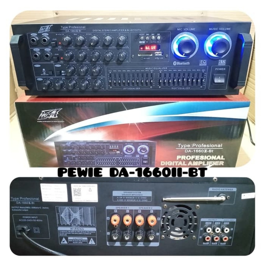 AMPLI KARAUKE PEWIE DA 1660II BT PROFESIONAL DIGITAL AMPLIFIER