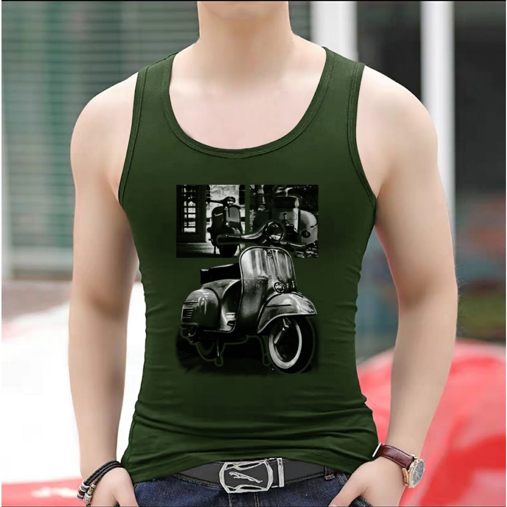 Asgard777 - SINGLET SPANDEX MOTIF VESPA HASAN / kaos cowok / kaos singlet / kaos dalem singlet cowok