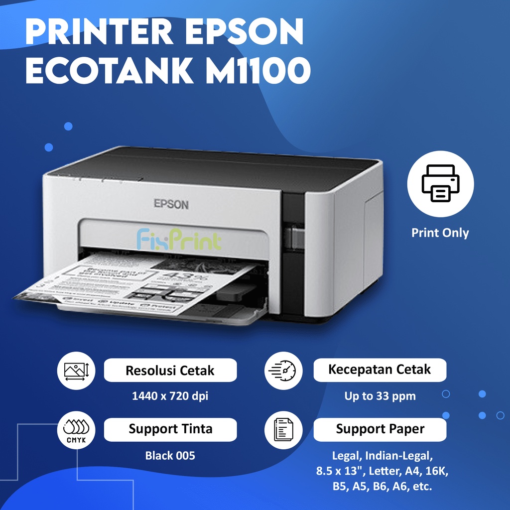 Printer Epson M1100 Monochrome InkTank M-1100 Tinta 005 Original C13T0