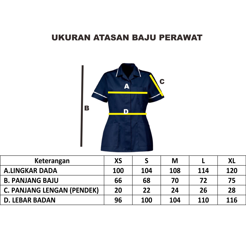 Atasan Baju Perawat Baju Ners Seragam Rumah Saki OKA XS-XL