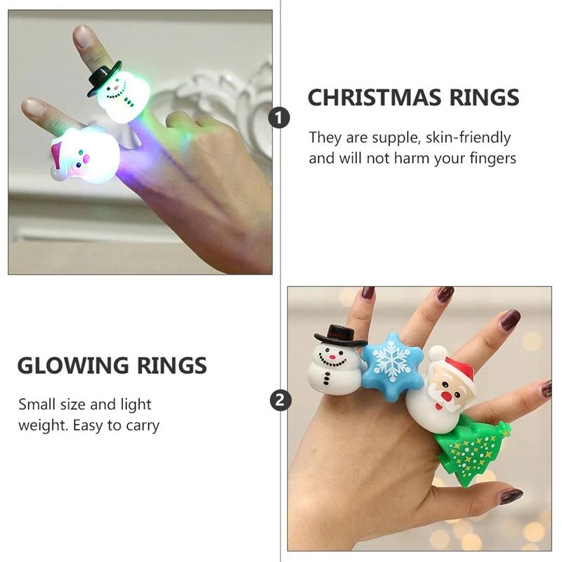 [Luminous Toy Old Man Snowflake Christmas Ring][ Christmas Small Gift Gift Prom Party Finger Light]