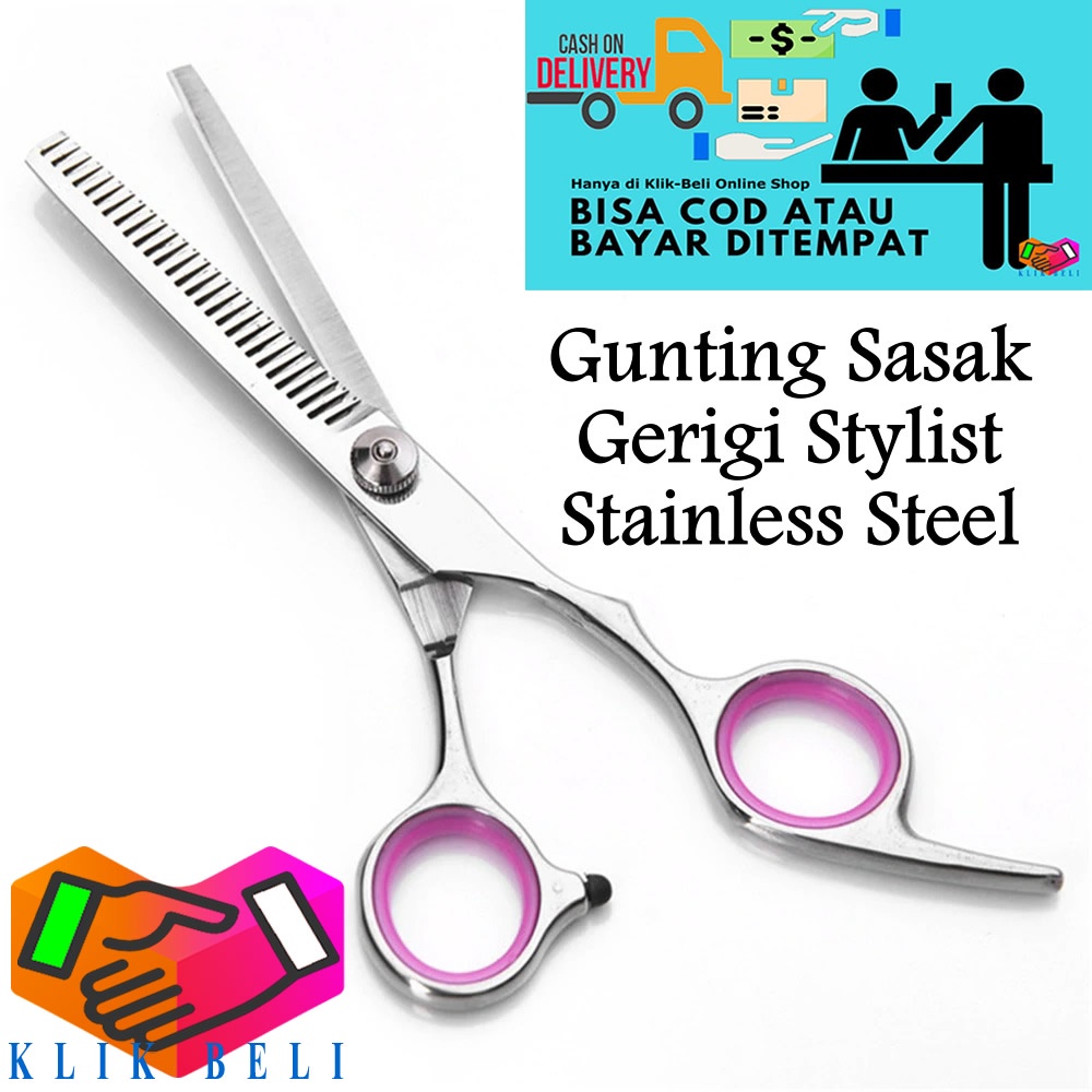 Gunting Sasak Gerigi Stylish Potong Rambut Tajam Shaggy Stainless Steel Scissors