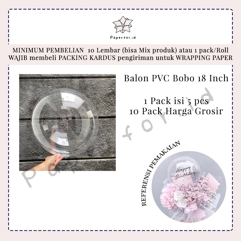 Buket Bunga Balon Pvc Transparan Bobo 18 Inch