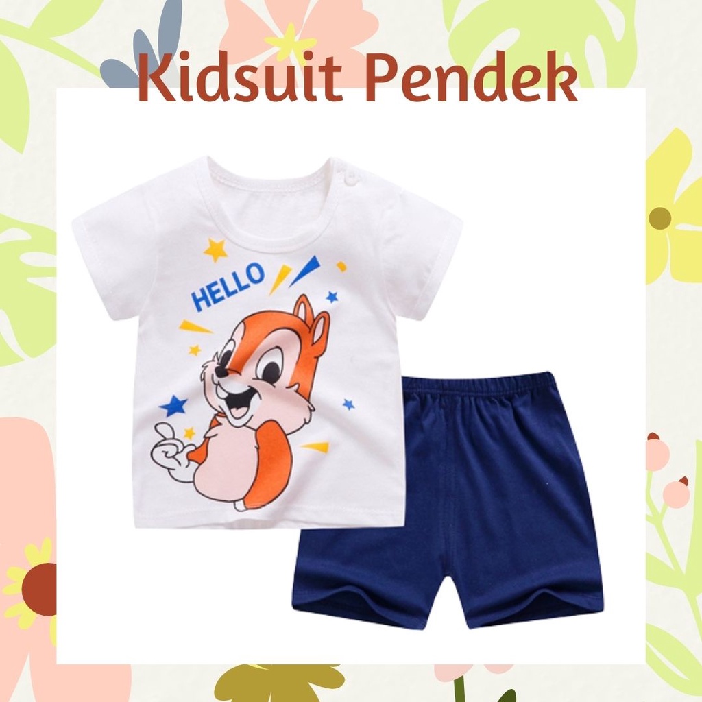 Plazababyku KIDS SUIT PENDEK Setelan Anak Bahan Kaos Lengan + Celana Berkualitas Import ebv new1