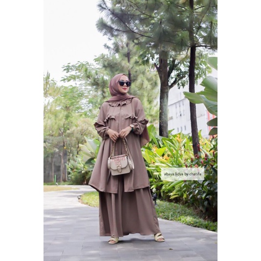Abaya Lidya by Chatifa - Abaya airflow - Set gamis crinkle