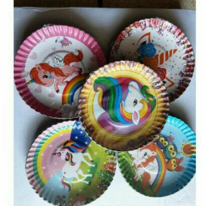 10pcs Piring Tart Unicorn - Piring Kertas - Piring Kue tart Motif