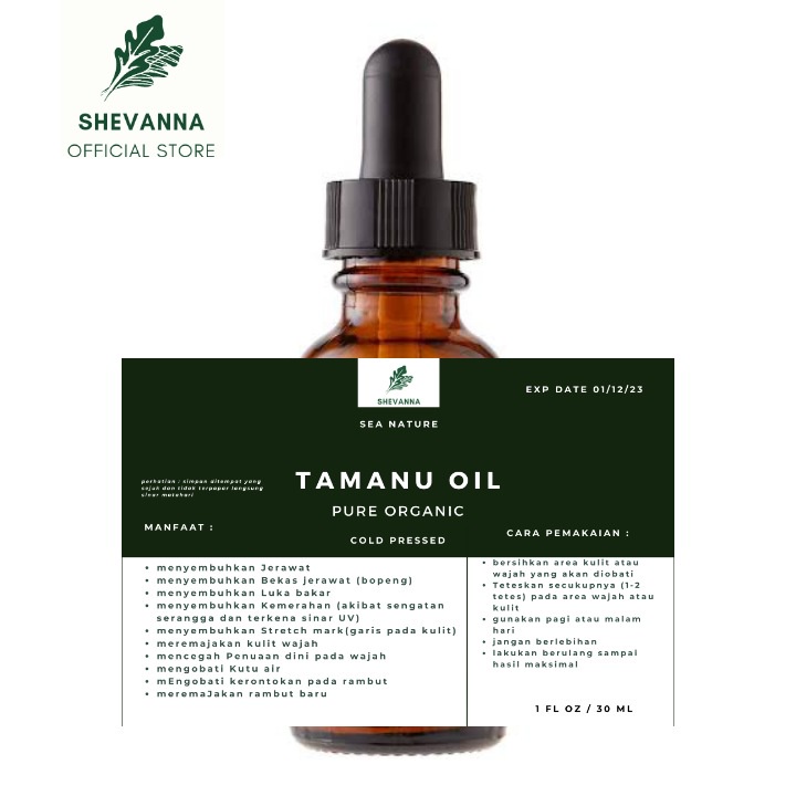 TAMANU OIL/ FACE OIL/ obat penghilang jerawat /penghilang bekas jerawat (bopeng)/ penghilang stretchmarks/ penghilang bekas luka/ penghilang eksim kutu air SEA NATURE BY PICKWORTH