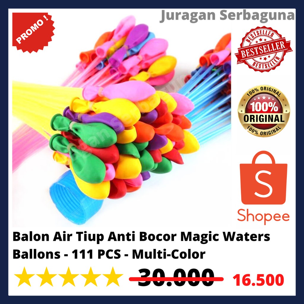 Balon Air Tiup Anti Bocor Magic Waters Ballons - 111 PCS - Multi-Color