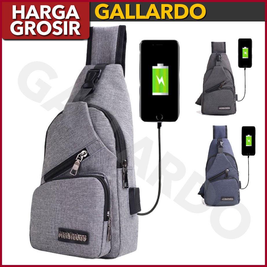 GALLARDO Tas Selempang Pria Sling Shoulder Bag Travel Trendy Tas Murah Batam Import TAS USB GDM001
