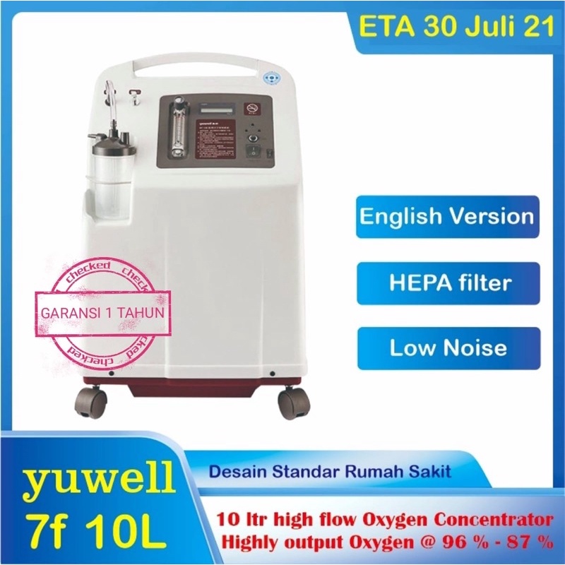 oxygen concentrator yuwell 7f 10w, flow 10 lpm oksigen 90%+