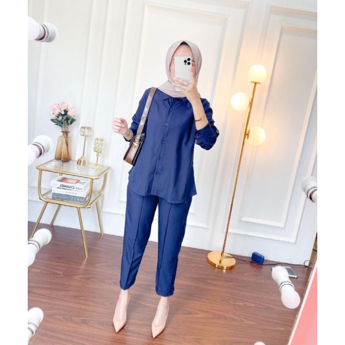 One sett salsabila By Aqila_fashion terlaris-Navy