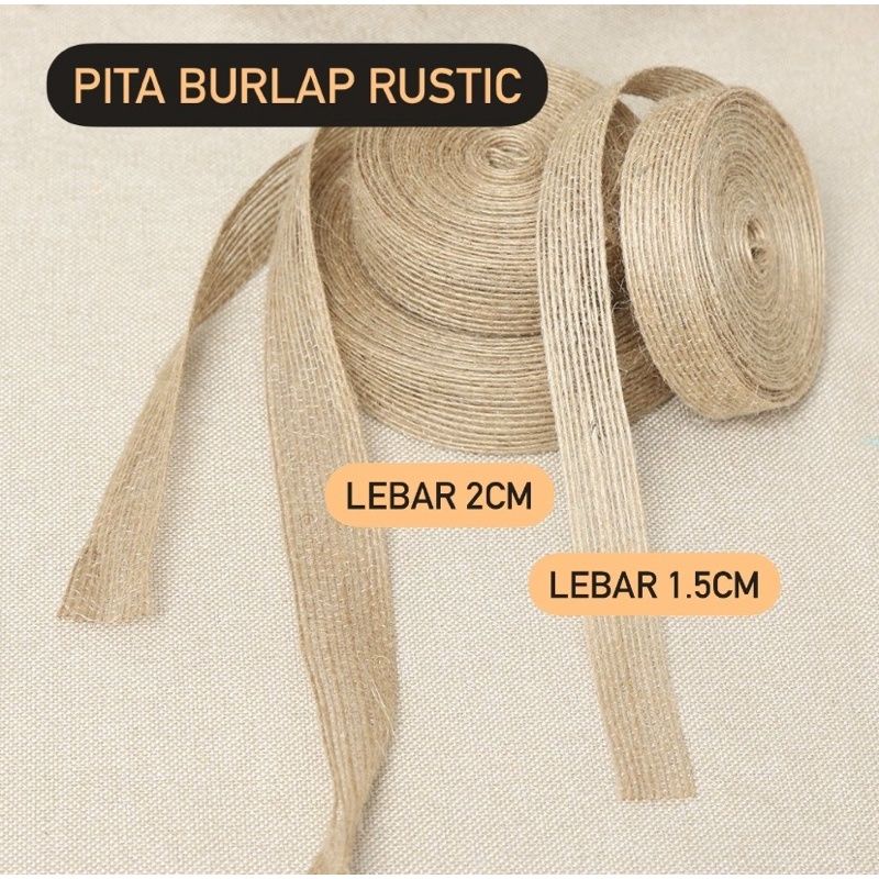 

Pita Burlap Rustic Pita Bungkus Kado Kotak dus aksesoris tali Rami Mendong Dekor jerami Vintage