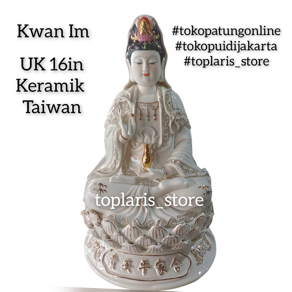 Patung Kwan Im Kramik Taiwan 16in uk 022