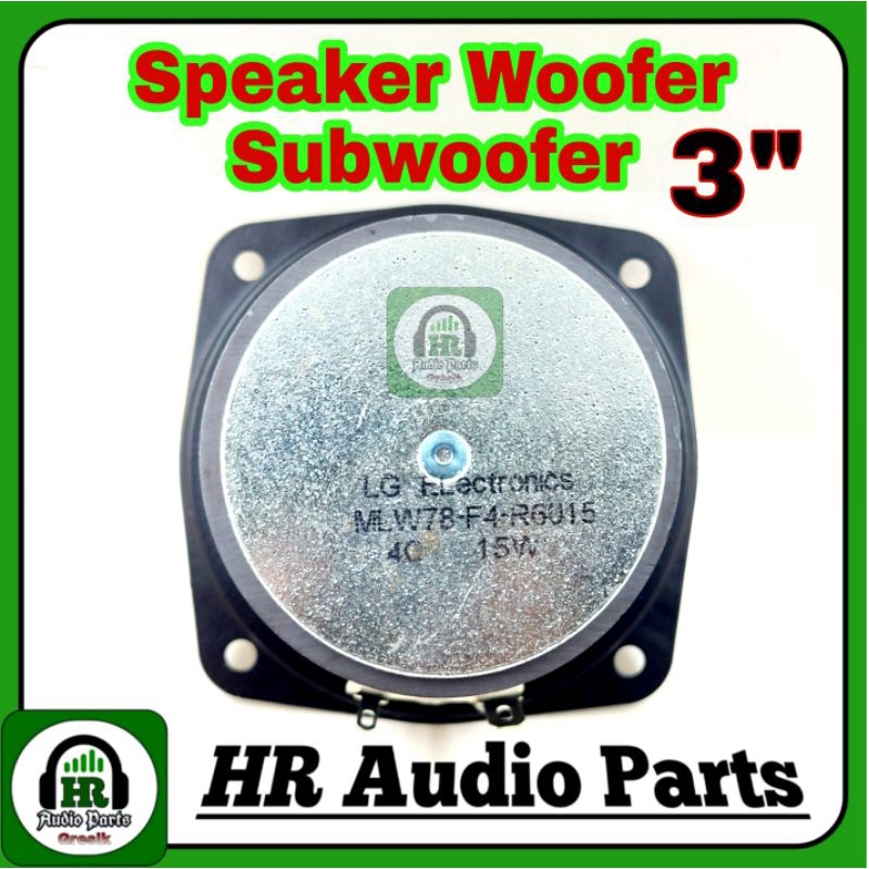 Speaker 3&quot; Inch 15W 4R Woofer Subwoofer 15Watt 4 Ohm 75mm 7.5Cm Ring Karet