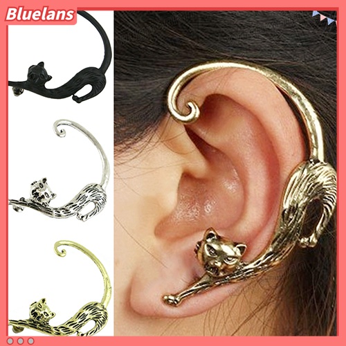 1 Pasang Anting Stud Desain Kucing Gaya Vintage Punk Gothic Untuk Wanita