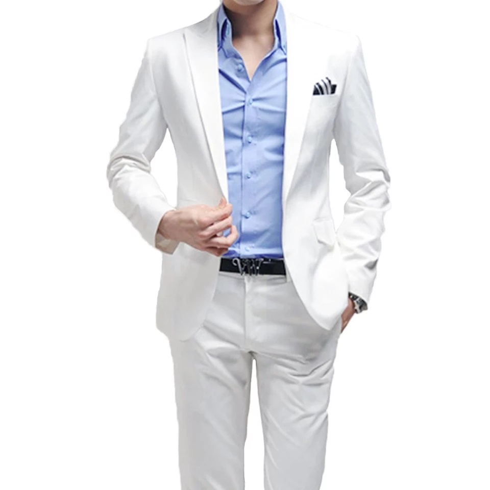 SETELAN BLAZER SLIMFIT COWOK KEREN SUPER WHITE SINGLE BUTTON PAKET 2IN1 BAHAN HIGH TWIST ISTIMEWA ORIGINAL NIKAYU