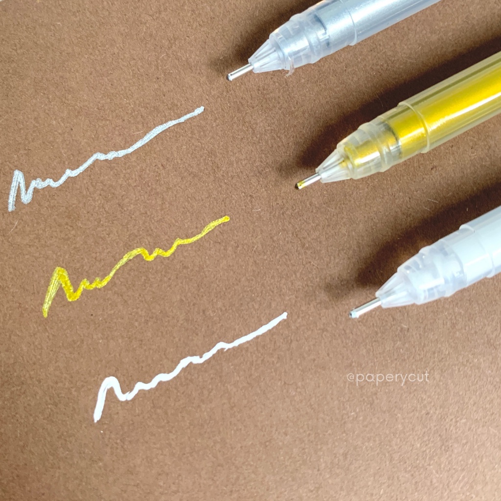 

Pulpen Pena Warna Color Gel Tinta Putih Emas Perak / White Gold Silver