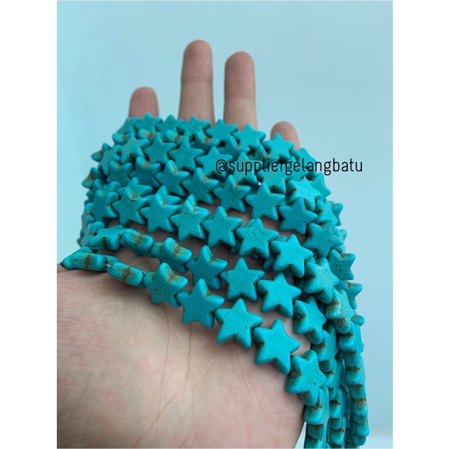 bongkah rough Batu PIRUS BIRU BINTANG 16mm bahan bandul gelang kalung