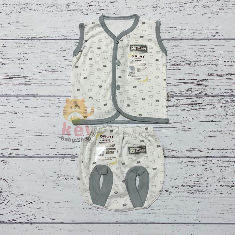 Baju Bayi Newborn Set Fluffy Kutung Bis SNI Abu - Set Baju Bayi Fluffy