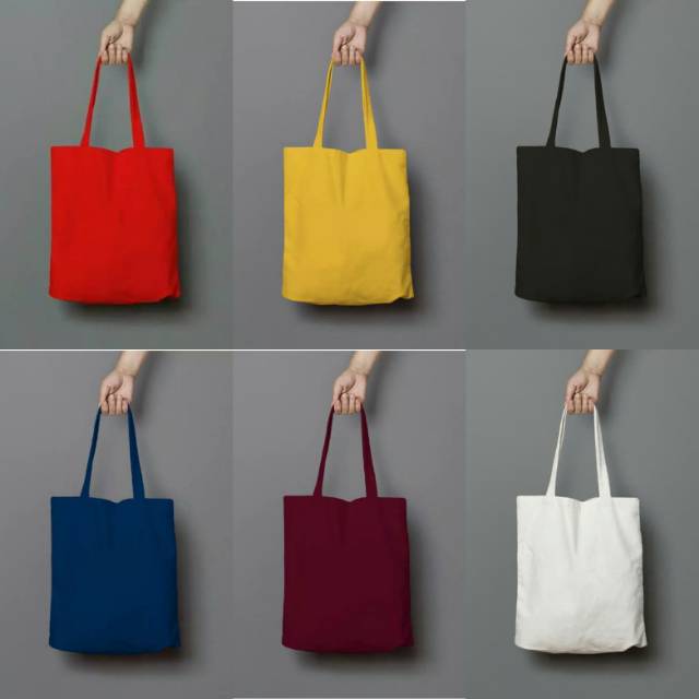 TERMURAH TOTE BAG KANVAS HITAM NAVY MAROON MERAH KUNING PUTIH POLOS