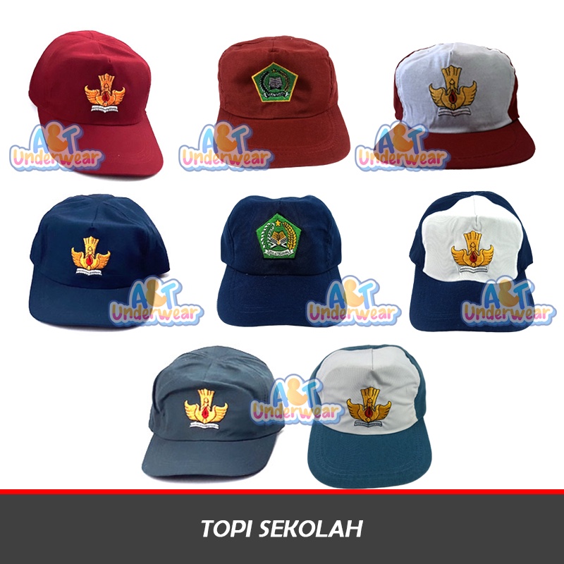 AT342-Topi Sekolah Motif Bordir/Topi Sekolah SD SMP SMA/Peci Sekolah Rel