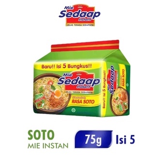 Mie Sedaap Mie Instant Rasa Soto Bag 5pcs x 75gr