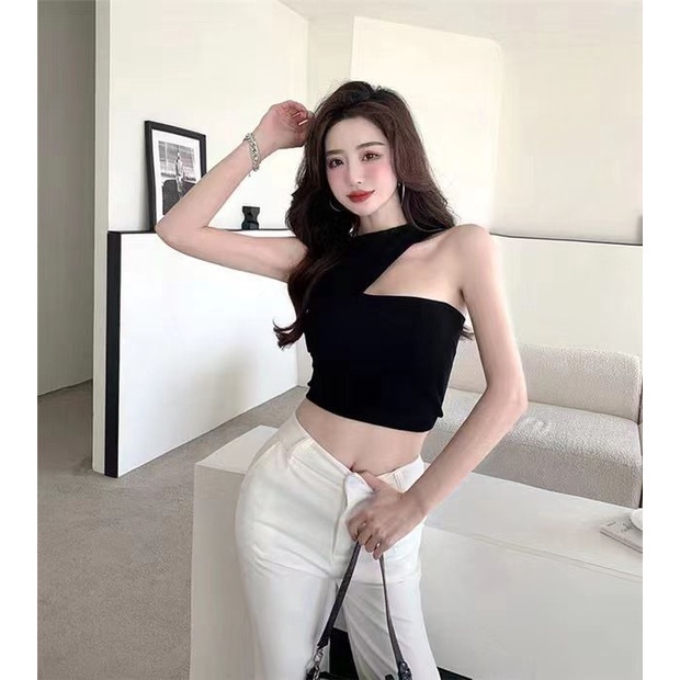 TELLY ➡️ 252 Tanktop Asimetris One Shoulder Atasan Wanita Crop Korean Look Import