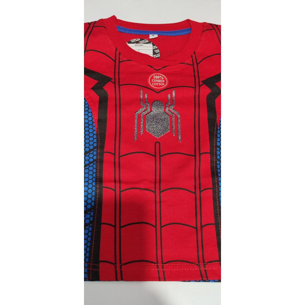 Kostum Spiderman Anak Katun Combed Topeng Baju Karakter Superhero