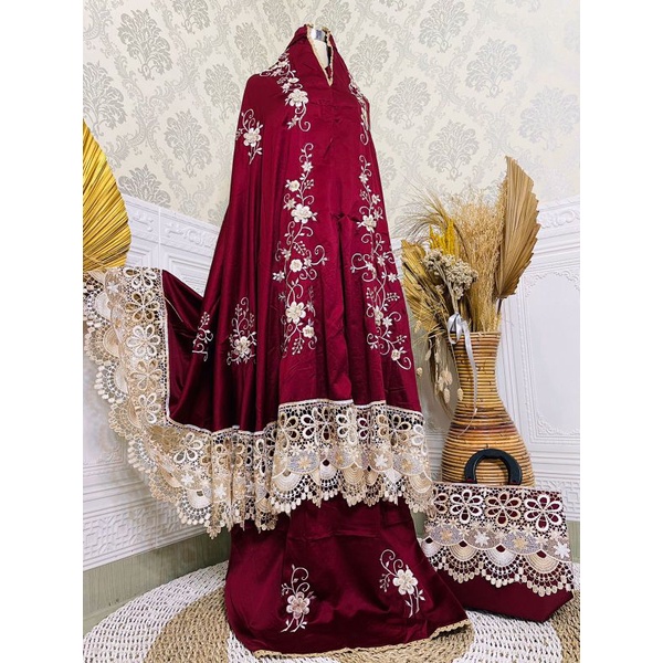 mukena dewasa mewah elegan bordiran cantik simpel