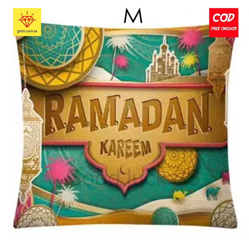 Sarung Bantal Ramadhan Lebaran Idul Fitri Ukuran 40x40 / 45x45 Motif Muslim Ramadhan Kareem EID Mubarak GARANSI Bahan Kain Lembut Import