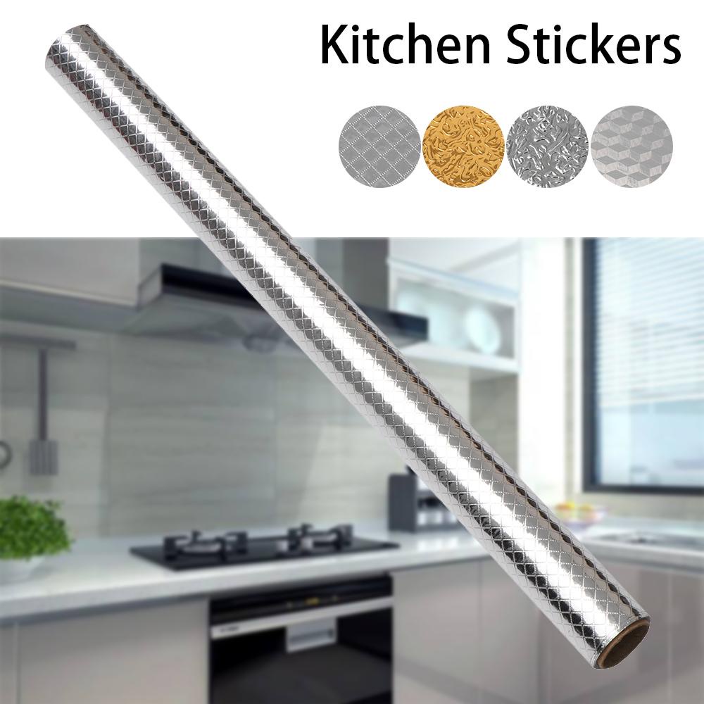 Populer 100CM Stiker Dapur Lemari Anti Air Minyak Anti Air Aluminium Foil