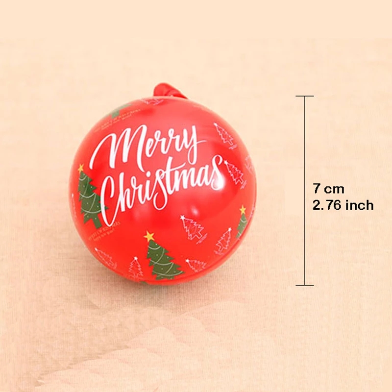 1Pc Christmas Tree Metal Candy Round Ball Pendant/Christmas Gift Iron Storage Jar Box/Xmas New Year Kids Gift Packaging