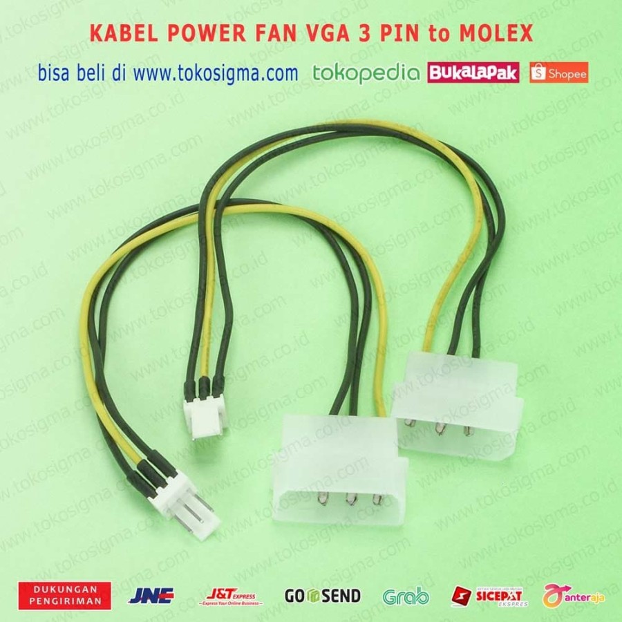 KABEL POWER FAN VGA 3 PIN COLOKAN TO MOLEX 4 PIN IDE PSU isi 3 kabel