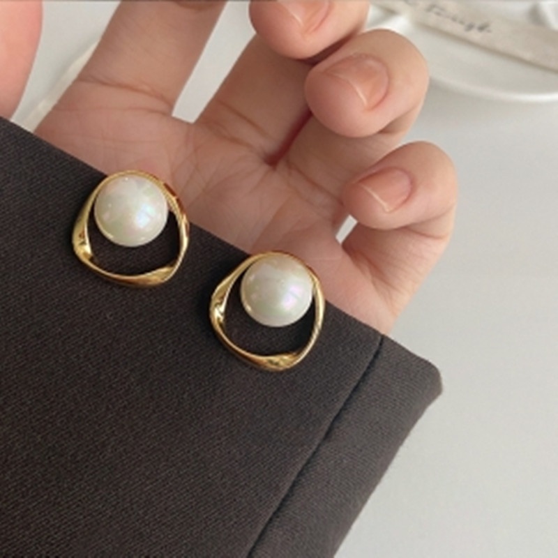 Anting Bulat Mutiara Korea Perempuan Dewasa Aksesoris Fashion Wanita Kualitas Import ANT104